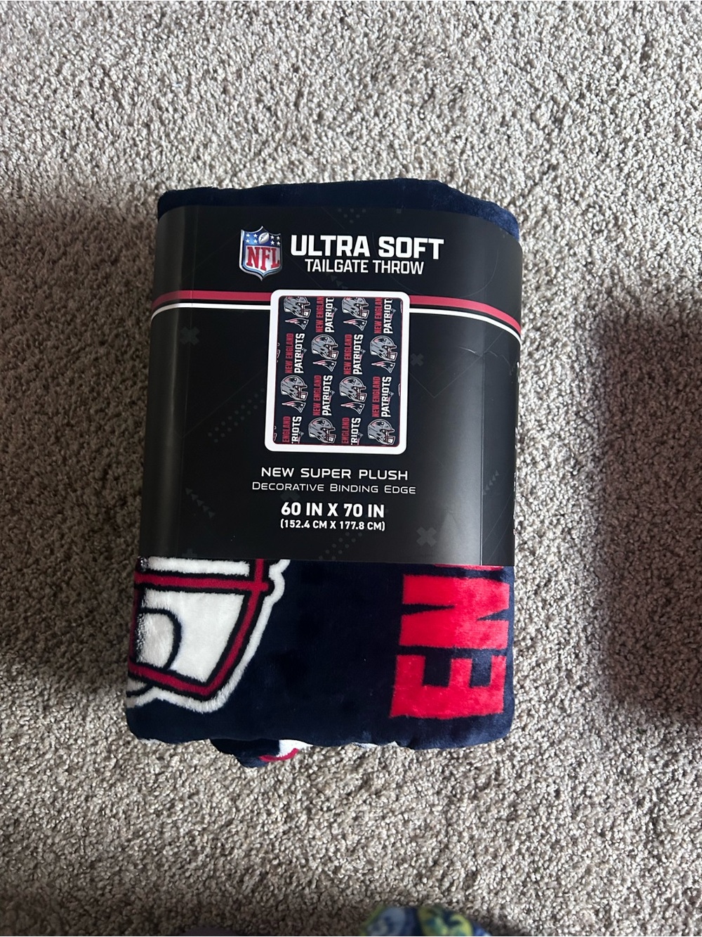 NFL Navy and White Super Plush Throw Blanket - Team Logo Accent